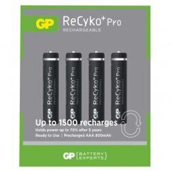 GP Recyko Pro 800 mAh (AAA) 4gab. cena un informācija | Baterijas | 220.lv