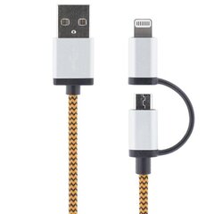 Streetz USB-microUSB+Lightning, 1.0m, oranžs / IPLH-241 цена и информация | Кабели для телефонов | 220.lv