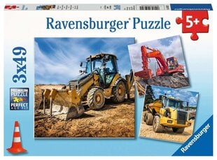 Puzle Ravensburger Digger At Work, 3x49 det. cena un informācija | Puzles, 3D puzles | 220.lv