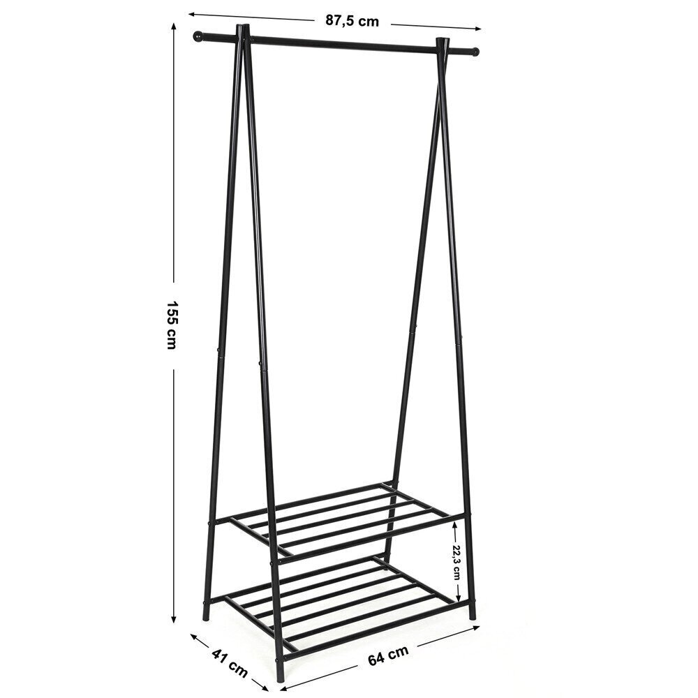 Drēbju pakaramais Songmics 155 cm, melns cena un informācija | Drēbju pakaramie | 220.lv