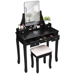 Tualetes galdiņš ar krēslu Songmics 137,5 cm, melns cena un informācija | Kosmētikas galdiņi | 220.lv