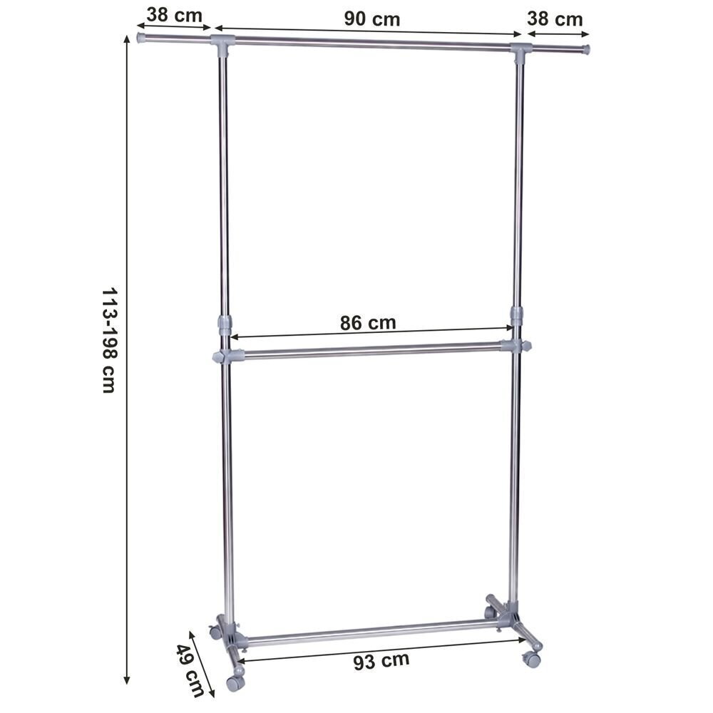 Drēbju pakaramais Songmics 198 cm, pelēkas/sudrabainas krāsas cena un informācija | Drēbju pakaramie | 220.lv