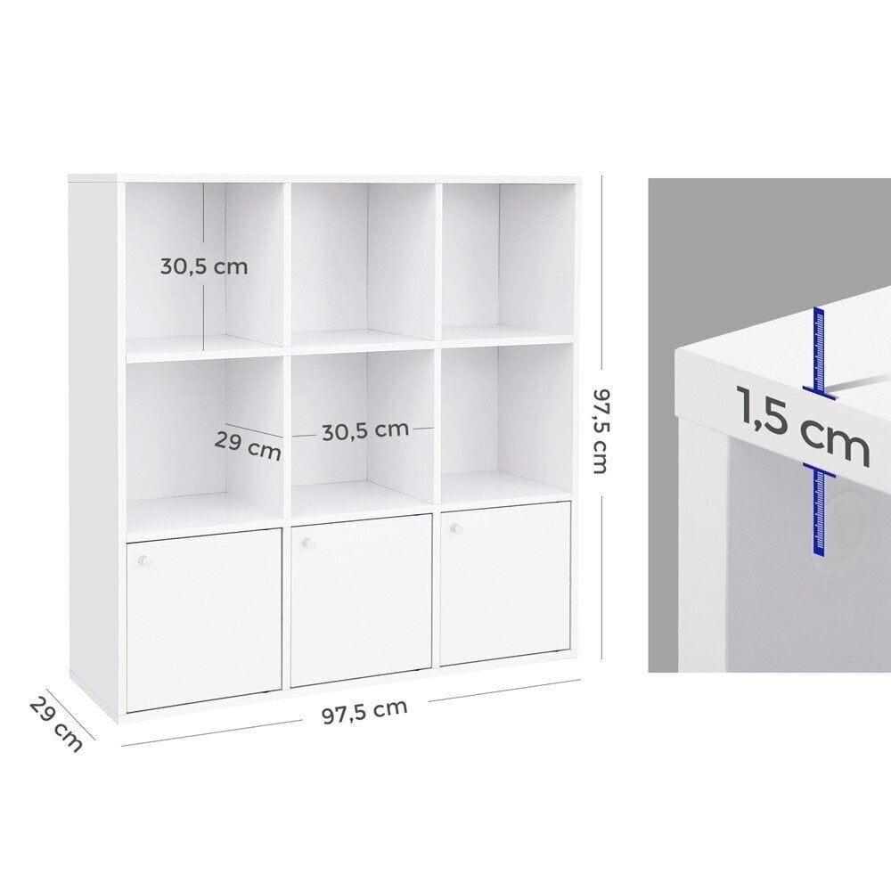 Brīvi stāvošs plaukts Songmics 97,5x30 cm, balts cena un informācija | Plaukti | 220.lv