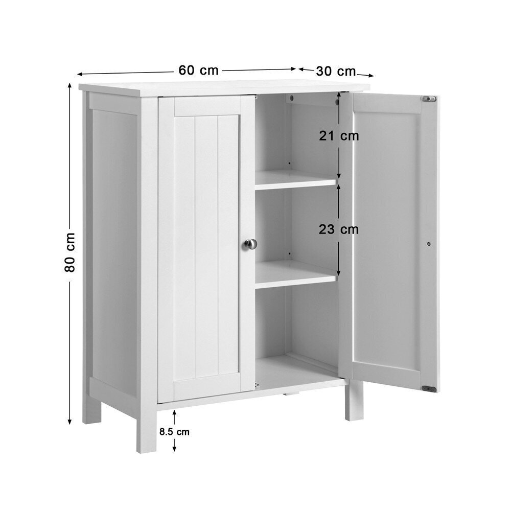 Grīdas vannas istabas skapītis Songmics 80 cm, balts цена и информация | Vannas istabas skapīši | 220.lv