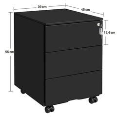 Шкафчик на колесиках Songmics 55 см, черный цена и информация | Шкафчики в гостиную | 220.lv
