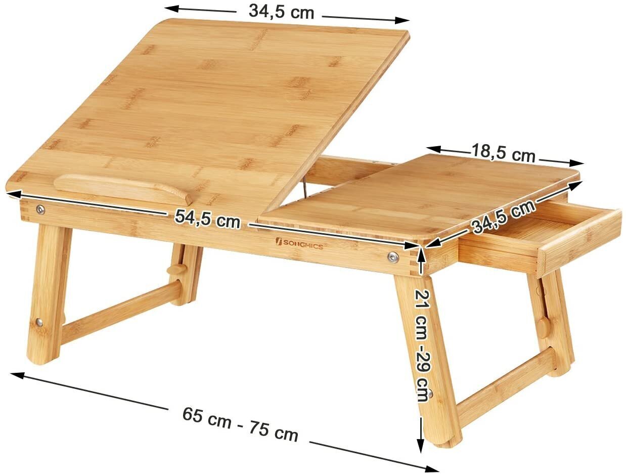 Galdiņš klēpjdatoram Songmics 54,5x29 cm, brūns cena un informācija | Datorgaldi, rakstāmgaldi, biroja galdi | 220.lv