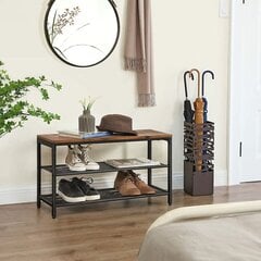 Скамейка для прихожей Songmics 80 см, коричневая/черная цена и информация | Полки для обуви, банкетки | 220.lv