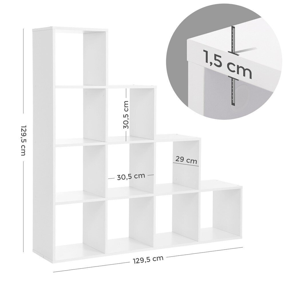 Grīdas plaukts Songmics 130 cm, balts цена и информация | Plaukti | 220.lv