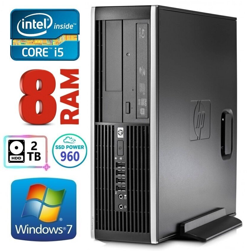 HP 8100 Elite SFF i5-750 8GB 960SSD+2TB NVS295 DVD WIN7Pro (Atjaunots) cena un informācija | Stacionārie datori | 220.lv