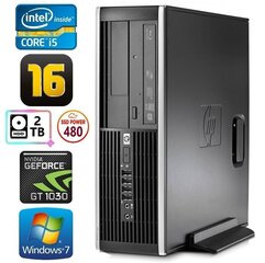 HP 8100 Elite SFF i5-750 16GB 480SSD+2TB GT1030 2GB DVD WIN7Pro (Atjaunots) cena un informācija | Stacionārie datori | 220.lv