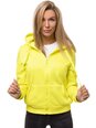 Neona dzeltena sieviešu jaka ar kapuci 
