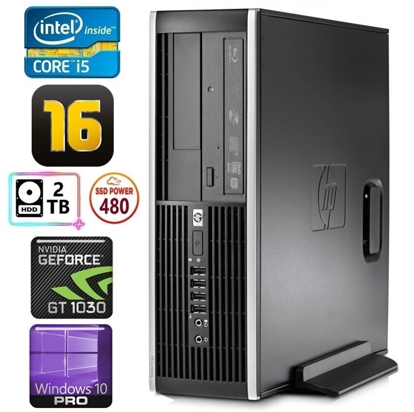 HP 8100 Elite SFF i5-750 16GB 480SSD+2TB GT1030 2GB DVD WIN10Pro cena un informācija | Stacionārie datori | 220.lv