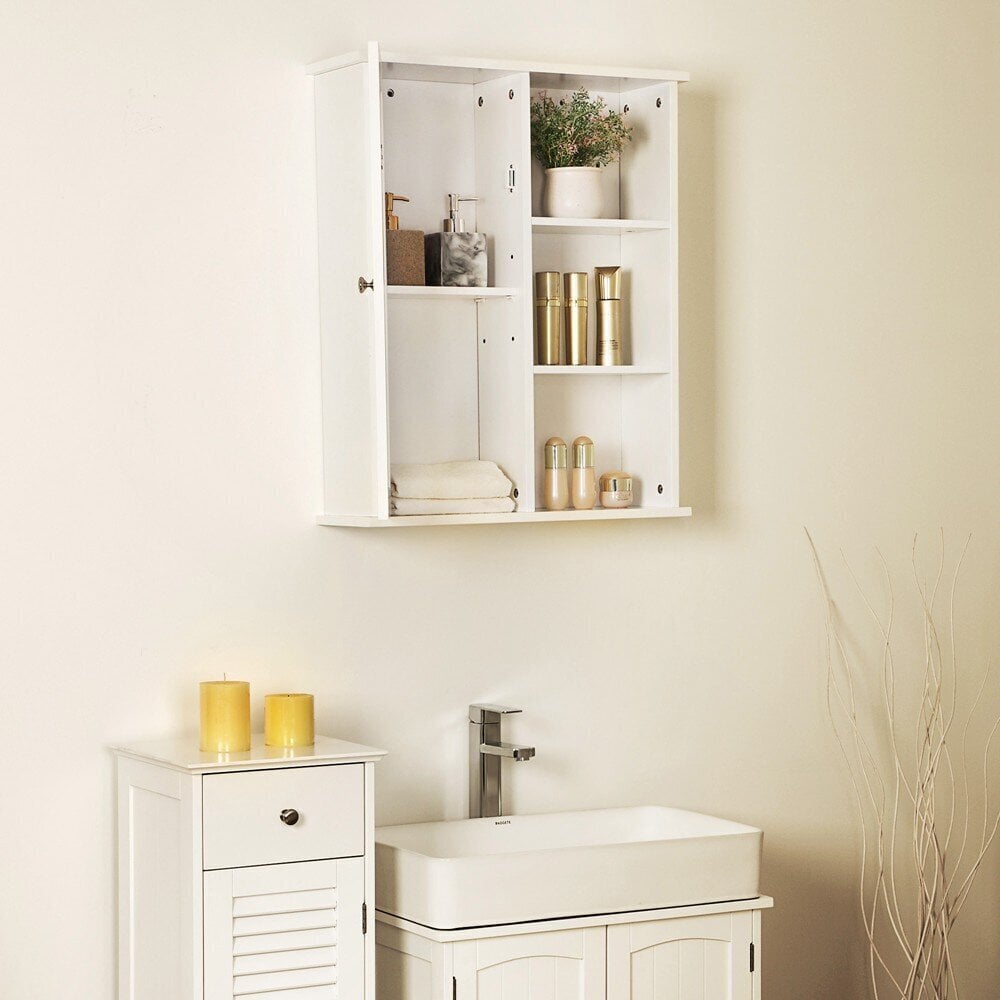 Sienas vannas istabas skapītis Songmics 71 cm, balts cena un informācija | Vannas istabas skapīši | 220.lv
