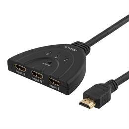 Deltaco HDMI-7001, 3 Port HDMI Pigtail slēdzis cena un informācija | Adapteri un USB centrmezgli | 220.lv