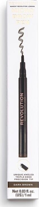 Uzacu zīmulis Makeup Revolution Micro Brow 1 ml, Dark Brown cena un informācija | Uzacu krāsas, zīmuļi | 220.lv