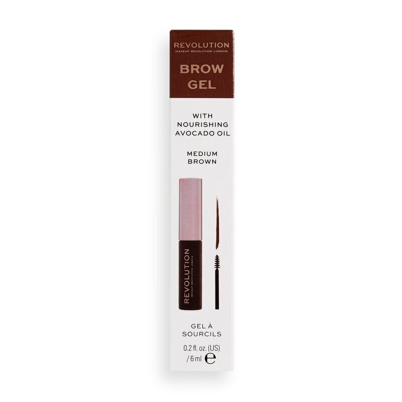 Uzacu tuša Makeup Revolution 6 ml, Medium Brown cena un informācija | Uzacu krāsas, zīmuļi | 220.lv