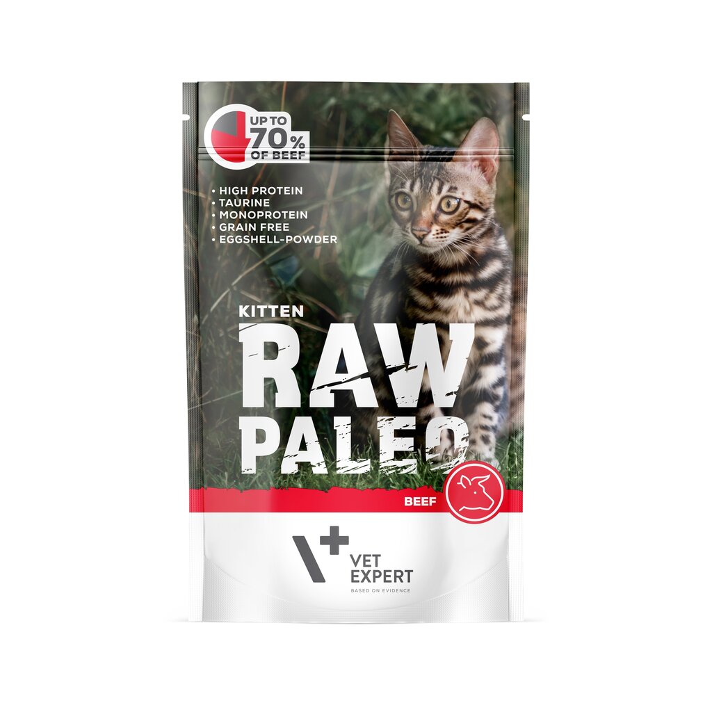Raw Paleo konservi kaķiem ar liellopu un laša eļļu, bez graudiem 100 g цена и информация | Konservi kaķiem | 220.lv