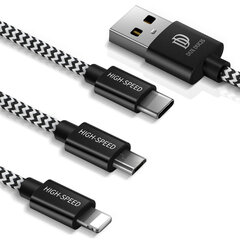 USB кабель Dux Ducis K-ONE 3в1 MicroUSB-Lightning-Type-C FastCharging, 1.2 м цена и информация | Кабели для телефонов | 220.lv