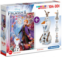 Puzle Clementoni Frozen II 104 d + 3D Modelis цена и информация | Пазлы | 220.lv