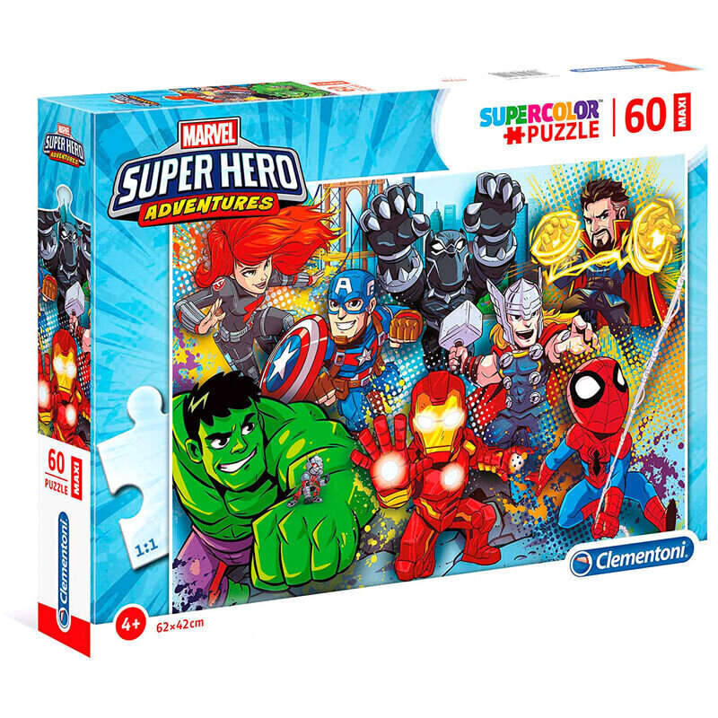 Puzle Clementoni Maxi Marvel Superhero Adventures 60 d. cena un informācija | Puzles, 3D puzles | 220.lv