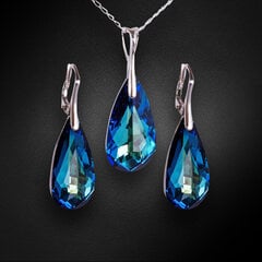 Серебряный комплект "Радужный Каскад (Bermuda Blue)" с кристаллами Swarovski™ цена и информация | Наборы украшений | 220.lv