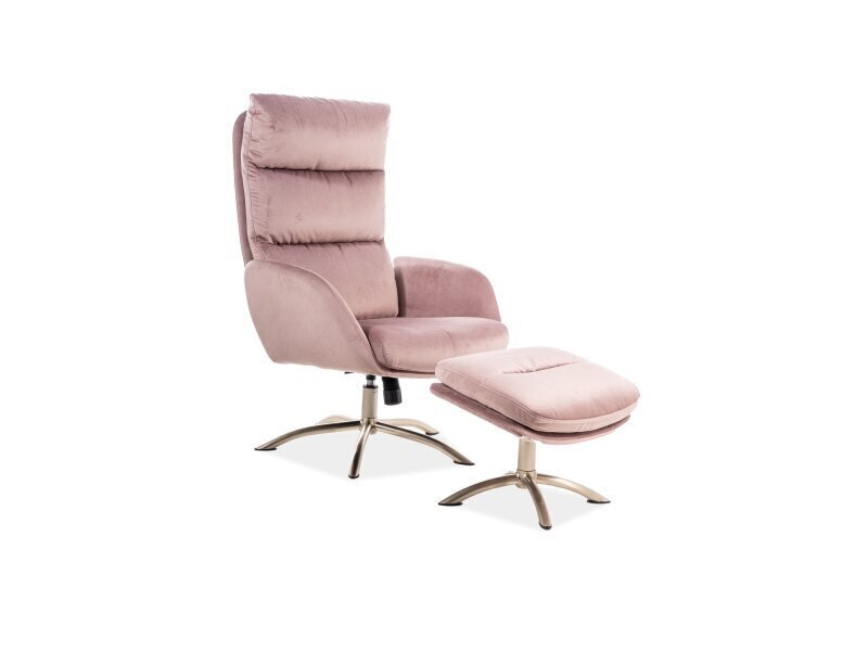 Krēsls ar pufu Signal Meble Monroe, rozā cena un informācija | Atpūtas krēsli | 220.lv