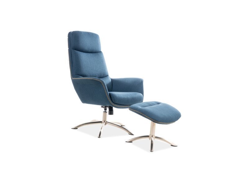Krēsls ar pufu Signal Meble Regan, zils cena un informācija | Atpūtas krēsli | 220.lv