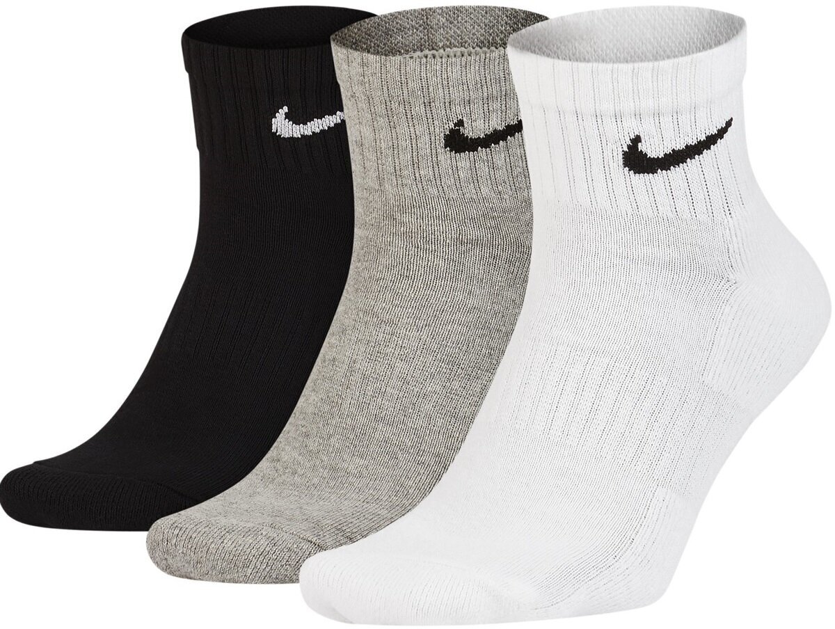 Nike Zeķes U NK Everyday Cush Ankle 3PR Black White Grey цена и информация | Vīriešu zeķes | 220.lv