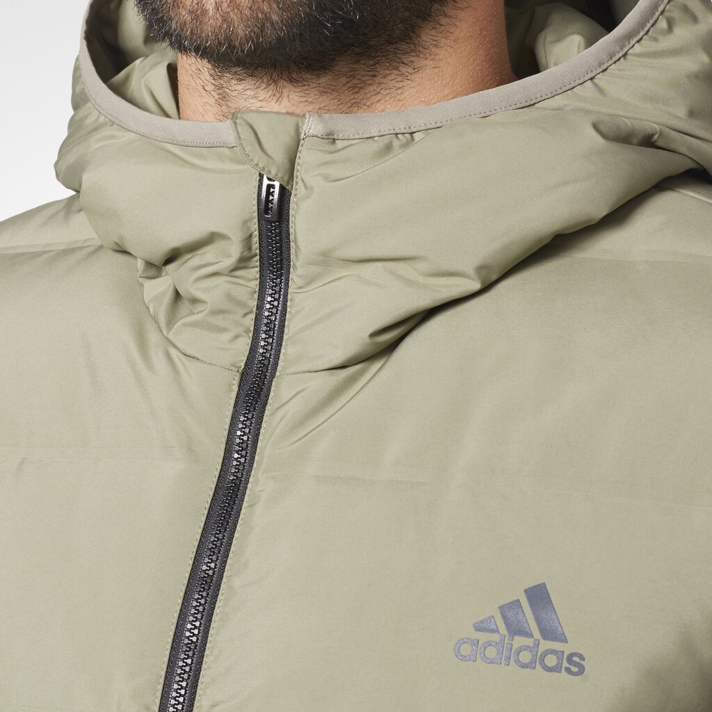 Adidas Dūnu Jaka Helionic Hooded Down Jacket Trace Cargo cena un informācija | Vīriešu virsjakas | 220.lv