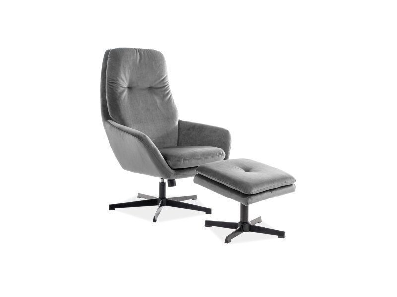 Krēsls ar pufu Signal Meble Ford, pelēks cena un informācija | Atpūtas krēsli | 220.lv