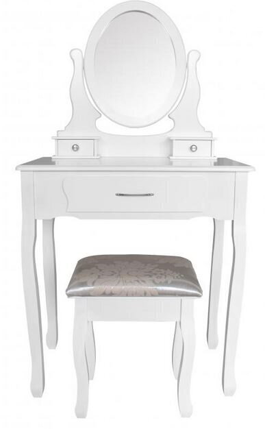 Kosmētikas galdiņš ar krēslu Sophia, balts cena un informācija | Kosmētikas galdiņi | 220.lv