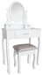 Kosmētikas galdiņš ar krēslu Sophia, balts цена и информация | Kosmētikas galdiņi | 220.lv