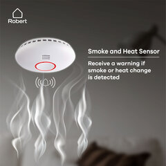Robert Smart Wi-Fi gudrais dūmu detektors, smoke and heat detector with alarm (Nedis 5025044) cena un informācija | Gāzes, dūmu detektori | 220.lv