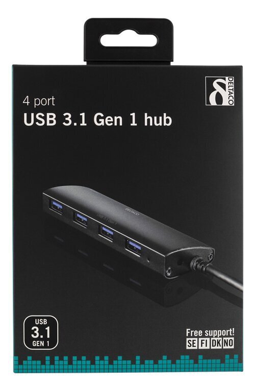 USB koncentrators Deltaco UH-481, USB A, 0.3 m cena un informācija | Adapteri un USB centrmezgli | 220.lv