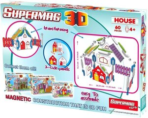 Магнитный конструктор Supermag 3D Домик 0616, 60 д. цена и информация | Конструкторы и кубики | 220.lv