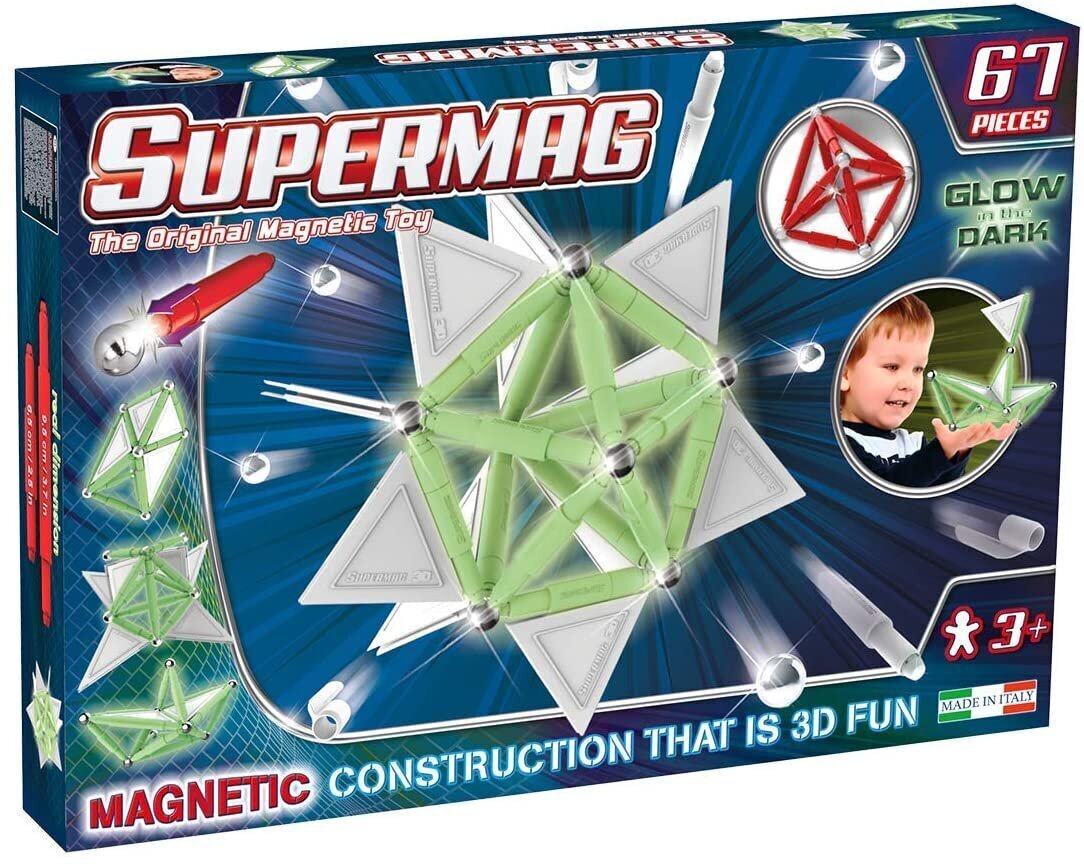 Magnētiskais konstruktors Supermag Primary Glow, 0159, 67 d. cena un informācija | Konstruktori | 220.lv