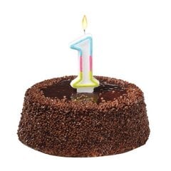 Susy Card dzimšanas dienas svece, cipars 1, krāsains, 9 cm cena un informācija | Svētku dekorācijas | 220.lv
