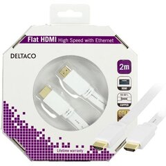 DELTACO HDMI-1020H-K, plakans HDMI kabelis, 2m cena un informācija | Kabeļi un vadi | 220.lv