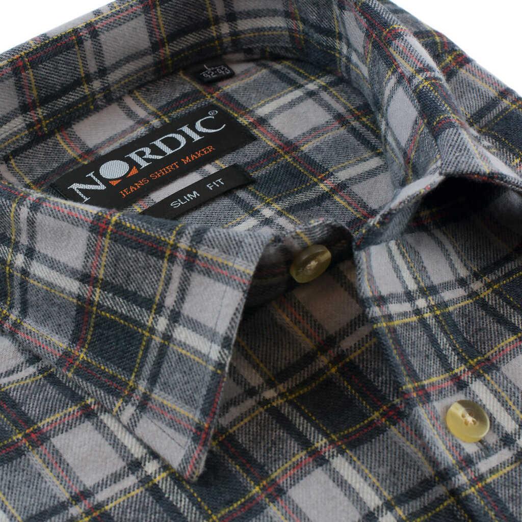 Vīriešu flaneļa krekls NORDIC, pieguļošs siluets - Ar garām piedurknēm cena un informācija | Vīriešu krekli | 220.lv