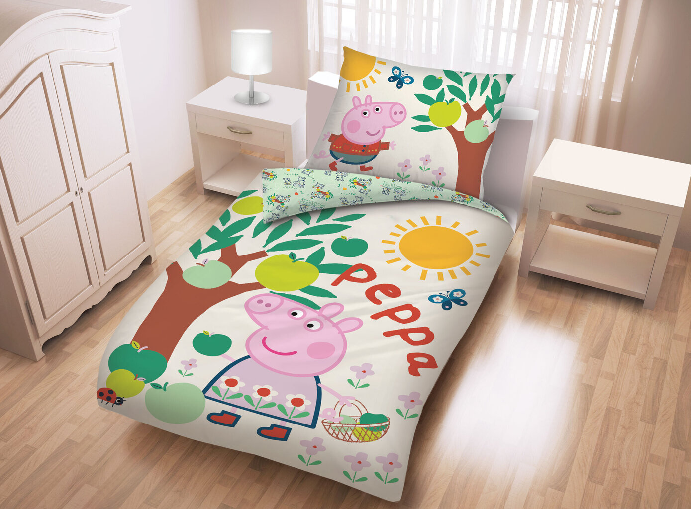 Bērnu gultasveļas komplekts Peppa, 140x200, 2 daļas cena un informācija | Bērnu gultas veļa | 220.lv