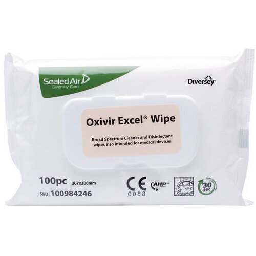 Dezinfekcijas salvetes Diversey Oxivir Excel (100 salvetes) cena un informācija | Pirmā palīdzība | 220.lv