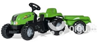 Bērnu traktors ar pedāļiem un piekabi Rolly Toys rollyKid-X, zaļš cena un informācija | Rotaļlietas zēniem | 220.lv