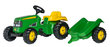 Pedāļu traktors ar piekabi RollyToys John Deere, zaļš цена и информация | Rotaļlietas zēniem | 220.lv