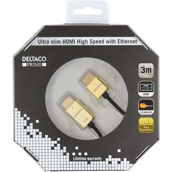 Deltaco HDMI-1043-K, HDMI, 3m cena un informācija | Kabeļi un vadi | 220.lv