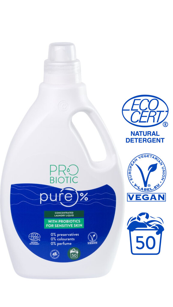 PROBIOTIC Pure koncentrēts veļas mazgāšanas šķidrums ar probiotikām, 50 mazgāšanas reizes, 1500 ml cena un informācija | Veļas mazgāšanas līdzekļi | 220.lv