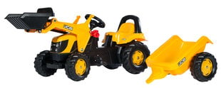 Педальный трактор с передним погрузчиком и прицепом «Rolly Toys Rolly Kid JCB», желтый цена и информация | Конструктор автомобилей игрушки для мальчиков | 220.lv