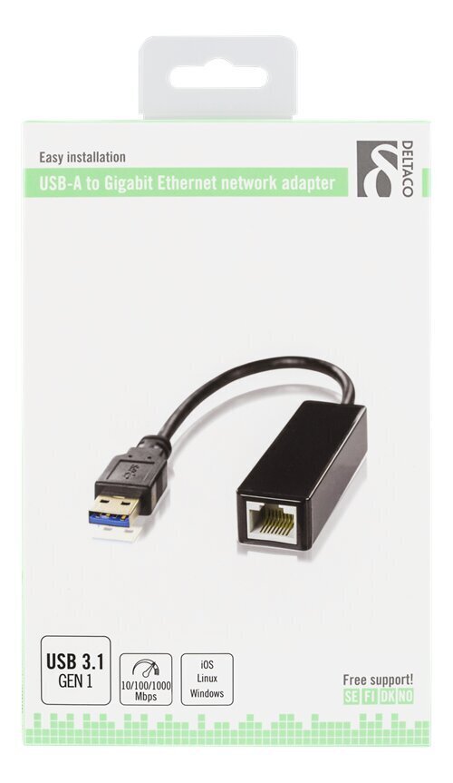 Deltaco USB3-GIGA5, RJ45/USB-A цена и информация | Kabeļi un vadi | 220.lv