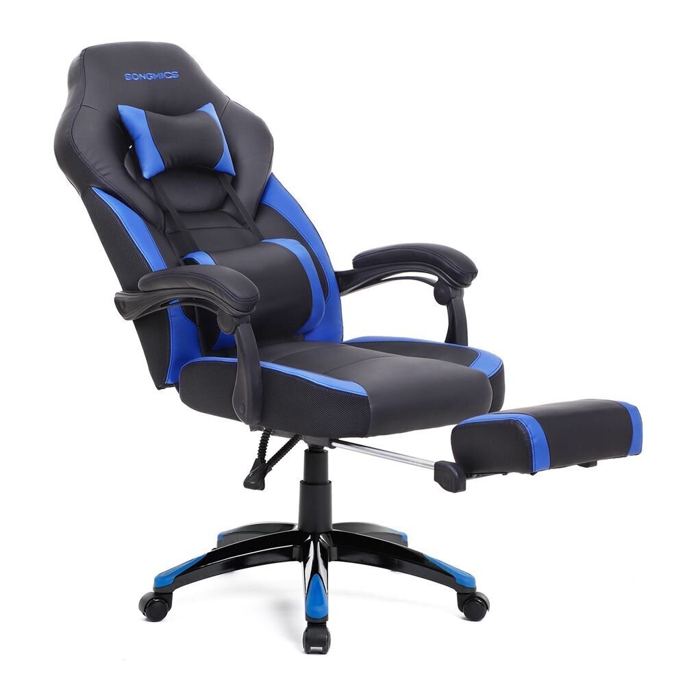 Biroja krēsls Songmics 69 cm, melns/zils cena un informācija | Biroja krēsli | 220.lv