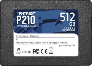 Patriot P210S512G25 цена и информация | Внутренние жёсткие диски (HDD, SSD, Hybrid) | 220.lv