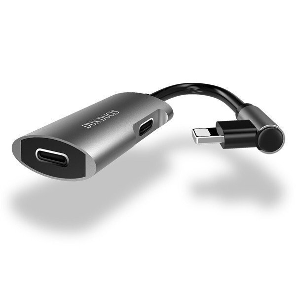 Dux Ducis (2 in 1) 3.5 mm uz Lightning Audio Adapteris un Uzlāde priekš iPhone Melns cena un informācija | Adapteri un USB centrmezgli | 220.lv